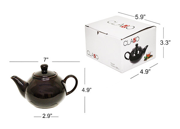 CLARO Dark Brown Porcelain Teapot 500ML