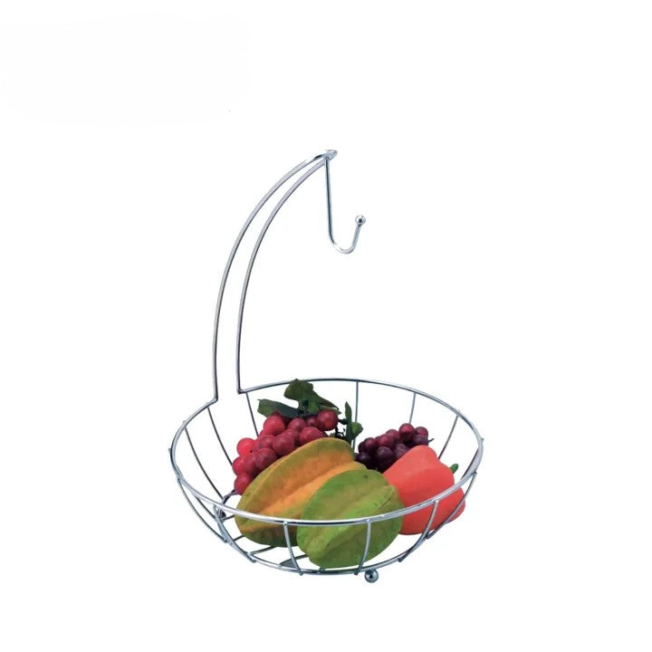 Chrome Fruit Bowl with Banana Holder