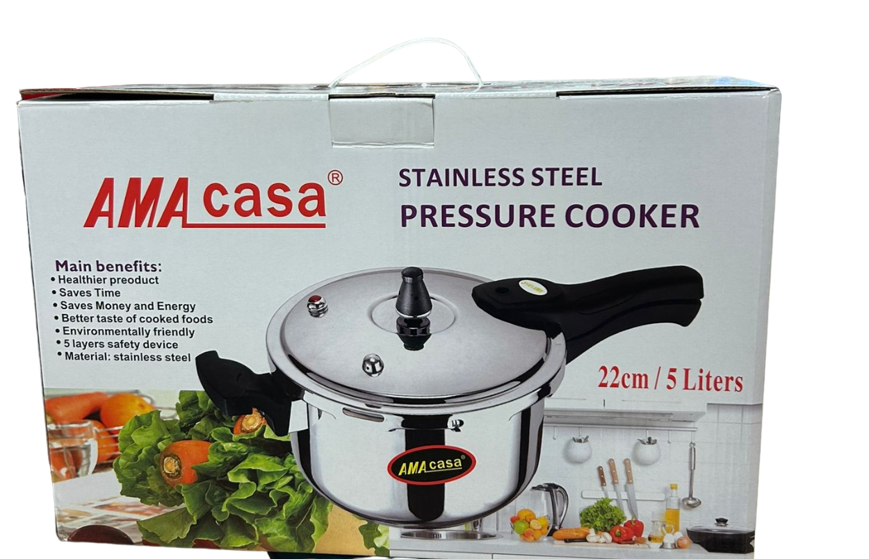 AMACasa Stainless Steel Pressure Cooker 22CM/5L