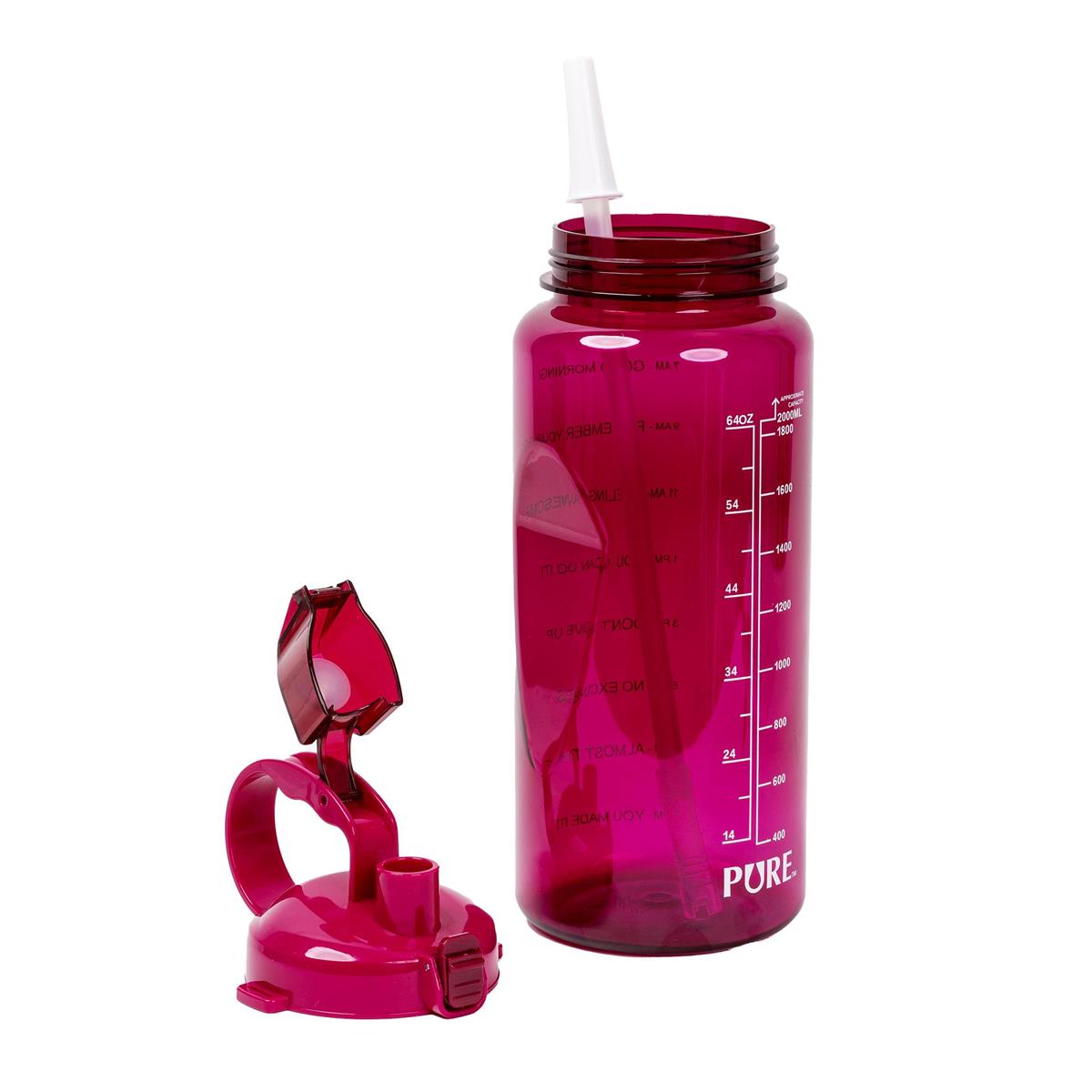 PURE 2L Motivational Water Bottle Handle & Lockable Lid, 2 colours