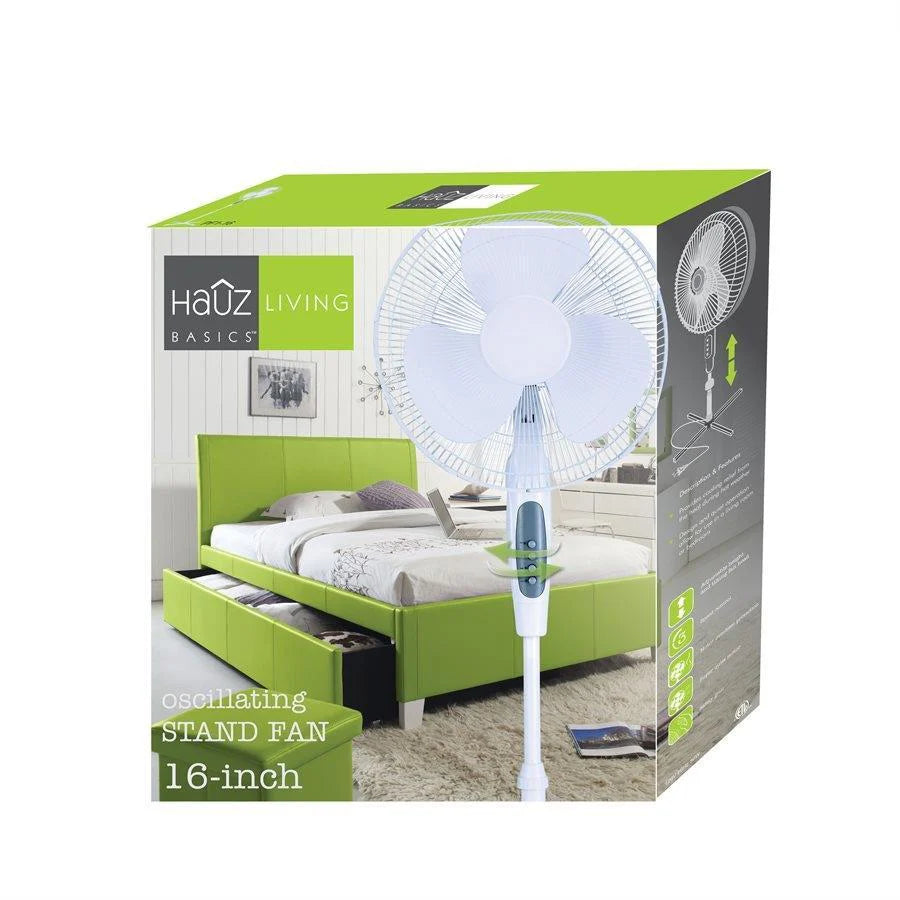 Hauz 16" Oscillating Pedestal Fan -White