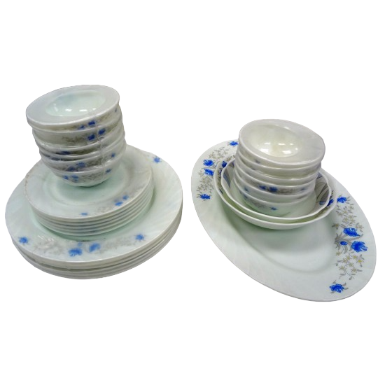 27-Piece Opal Tempered Glass Double Bowl Dinnerware Set