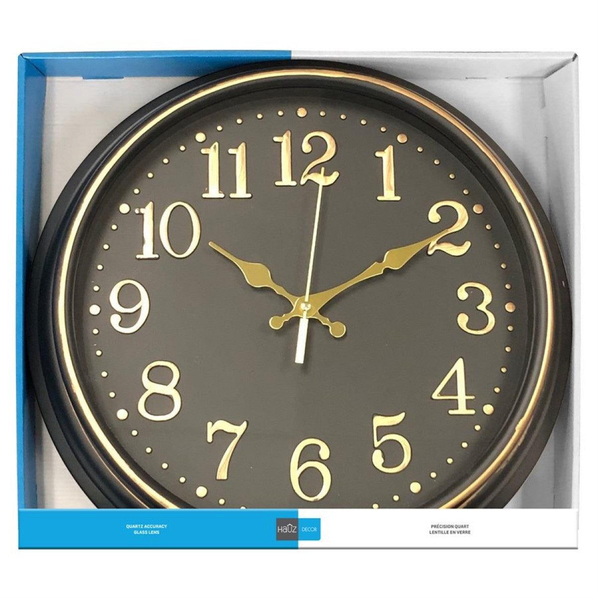 HAUZ Round 16" wall clock all in black with copper details