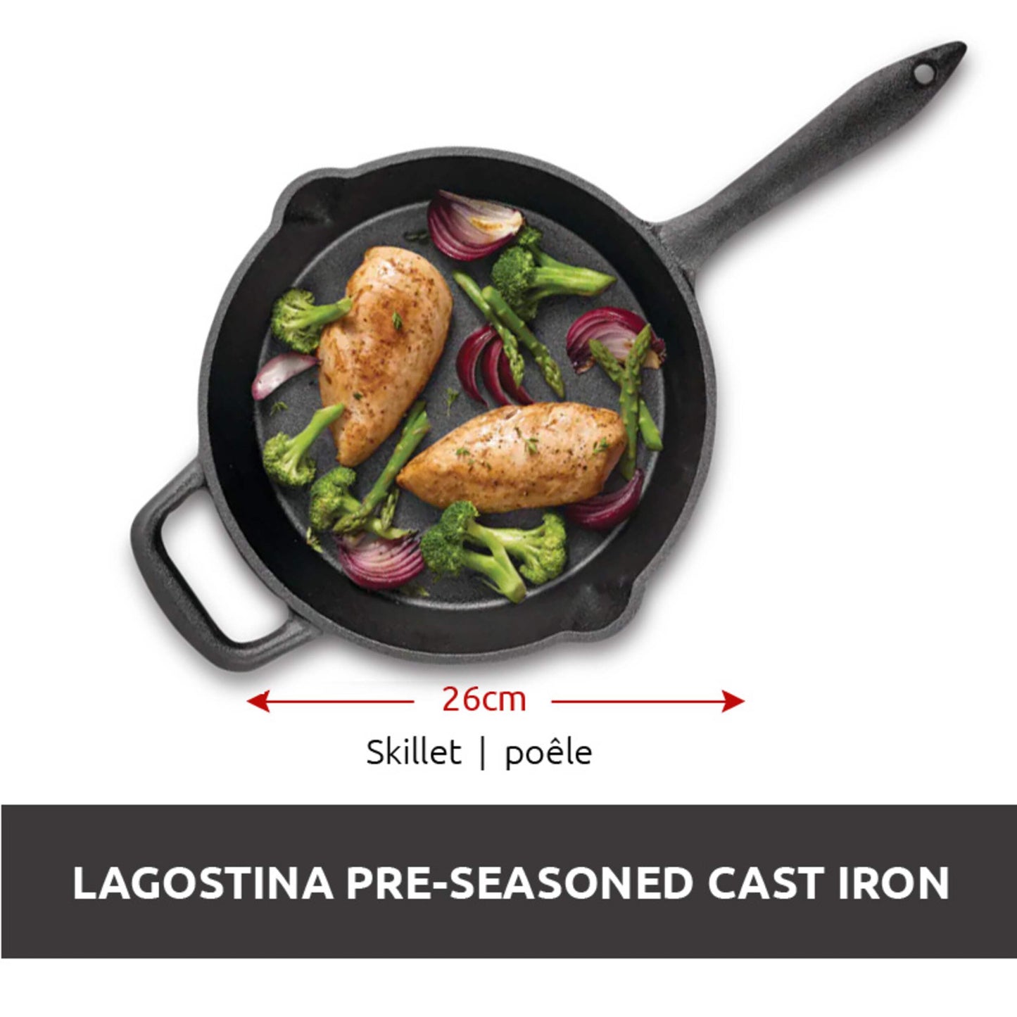 LAGOSTINA Pre-Seasoned Cast Iron Skillet 26CM