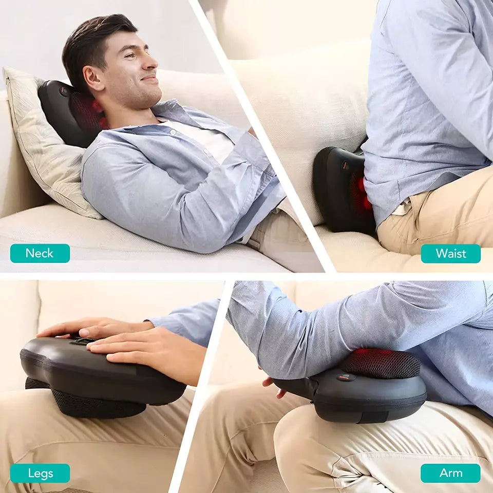 NAIPO Shiatsu Back Neck and Shoulder Massager with Heat Deep Tissue 3D Kneading Pillo