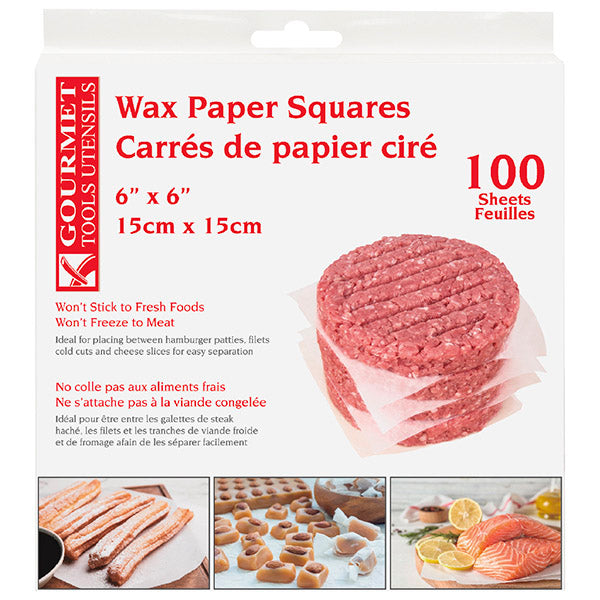 GOURMET Wax Paper Squares 100 Sheets