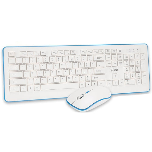 Elink Wireless Keyboard and Mouse Set, Rechargeable, 2.4GHz, White