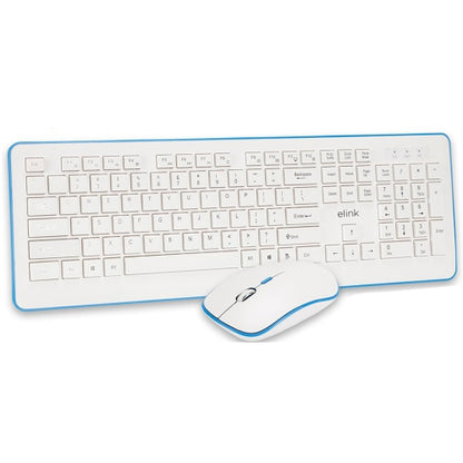 Elink Wireless Keyboard and Mouse Set, Rechargeable, 2.4GHz, White