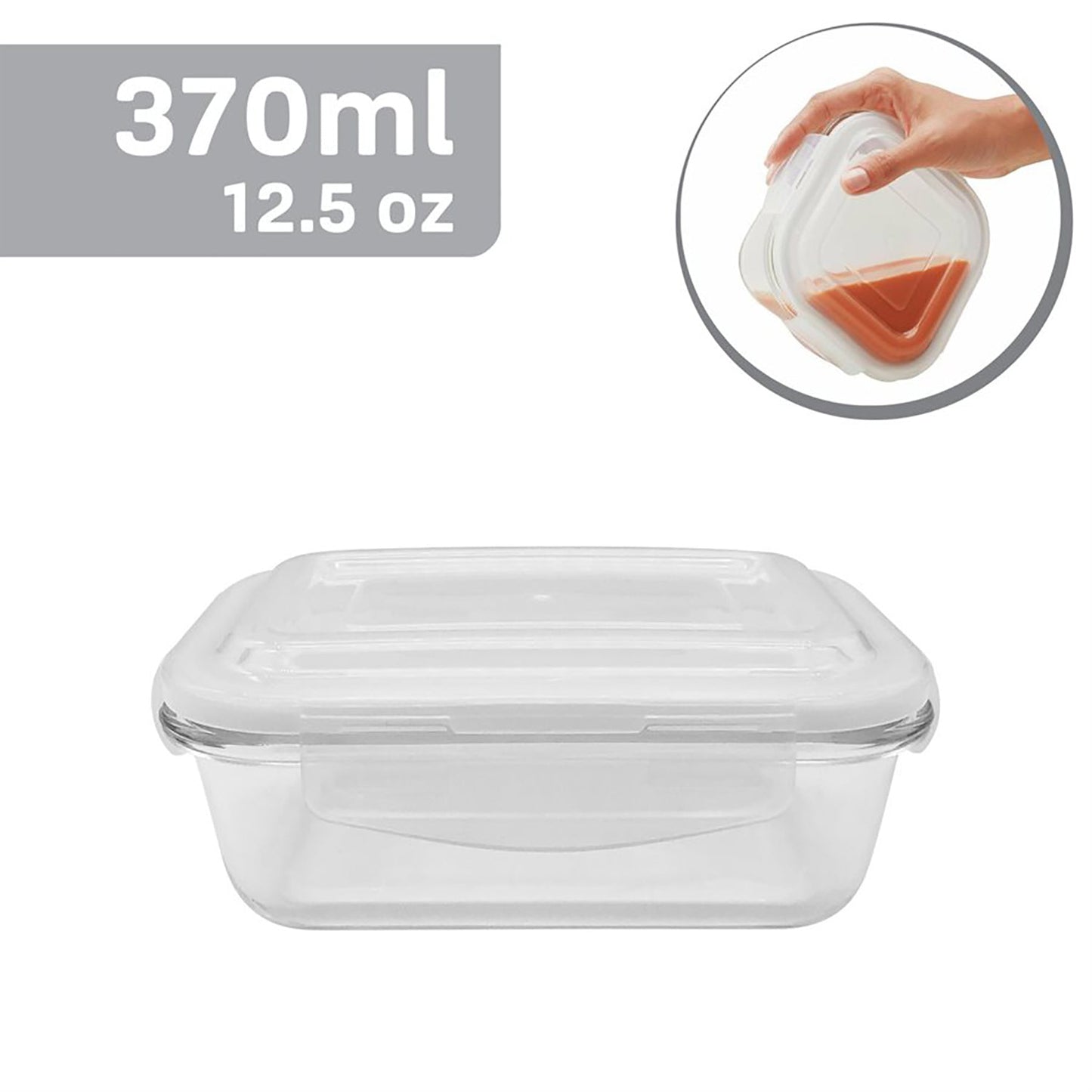 ERAWARE Glass Containers, Airtight and Leak-proof, Oven Safe, 12.5OZ ,370ML