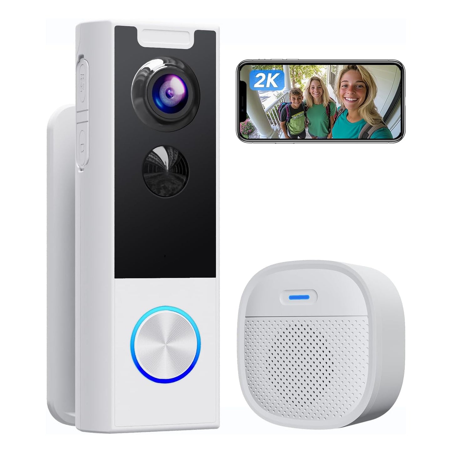 XTU Doorbell Camera Wireless 2K Video White