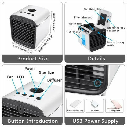 CHILLY AIR Portable Air Conditioner Home&Auto Heat Sink Ice