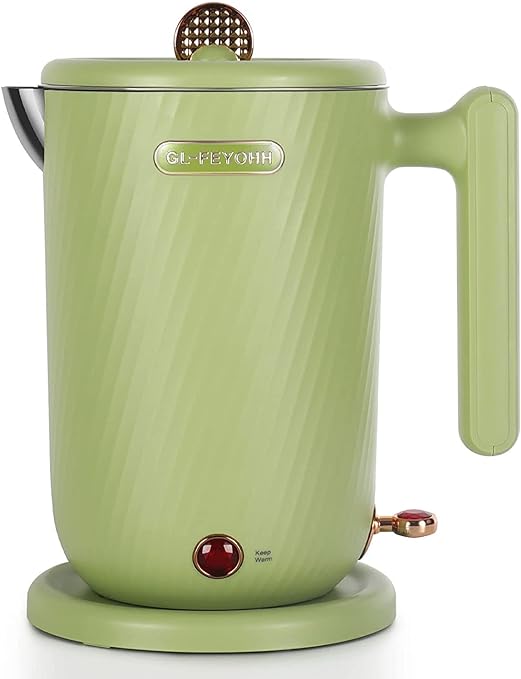 GL-FEYOHH 1.2L Retro Keep Warm Electric Kettle, 1200W Speed-Boil 304 Stainless Steel