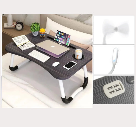 Folding Computer Table With USB charger, Fan & Lamp