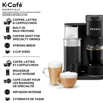 KEURIG K-Cafe Essentials Single Serve Coffee  Latte & Cappuccino Maker, Blemished package with full warranty- K85