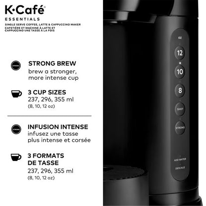 KEURIG K-Cafe Essentials Single Serve Coffee  Latte & Cappuccino Maker, Blemished package with full warranty- K85