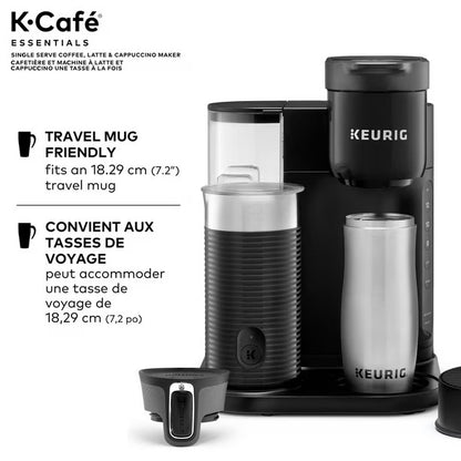 KEURIG K-Cafe Essentials Single Serve Coffee  Latte & Cappuccino Maker, Blemished package with full warranty- K85