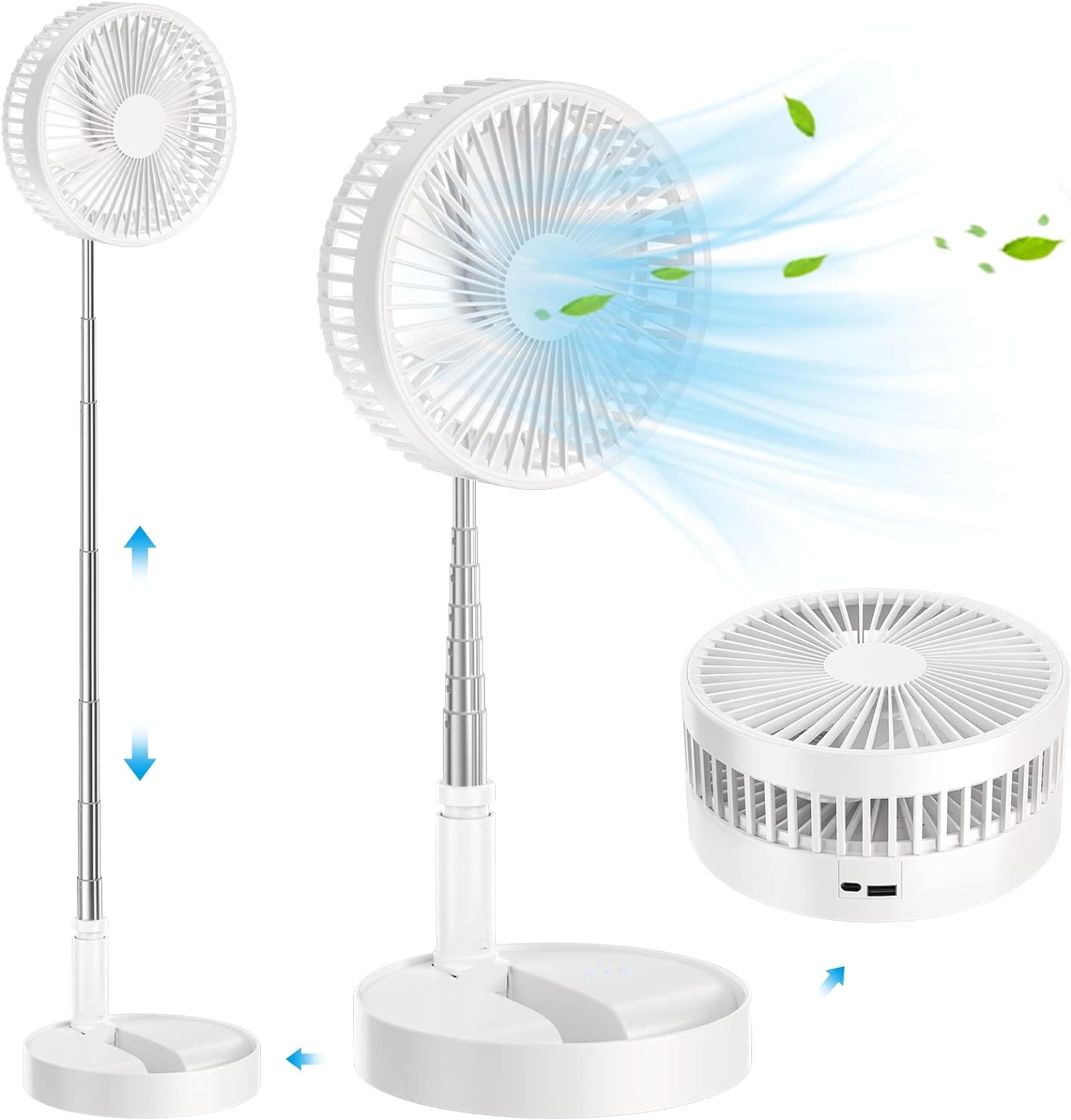 Folding Fan 7200mAh USB Electric Portable Fan with Remote Control Rechargeable Table Fan