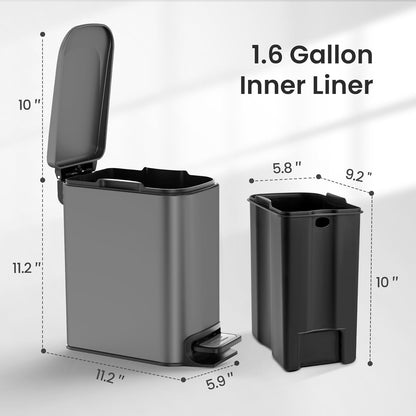 CESUN Slim Step Trash Can 6L - Gray