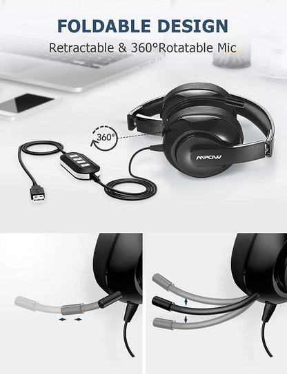 MPOW Foldable USB Computer Headphones over Ear