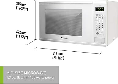 Panasonic 1.3 cft. 1100W Genius Microwave Oven Refurbished with SpoonTag warranty ,White