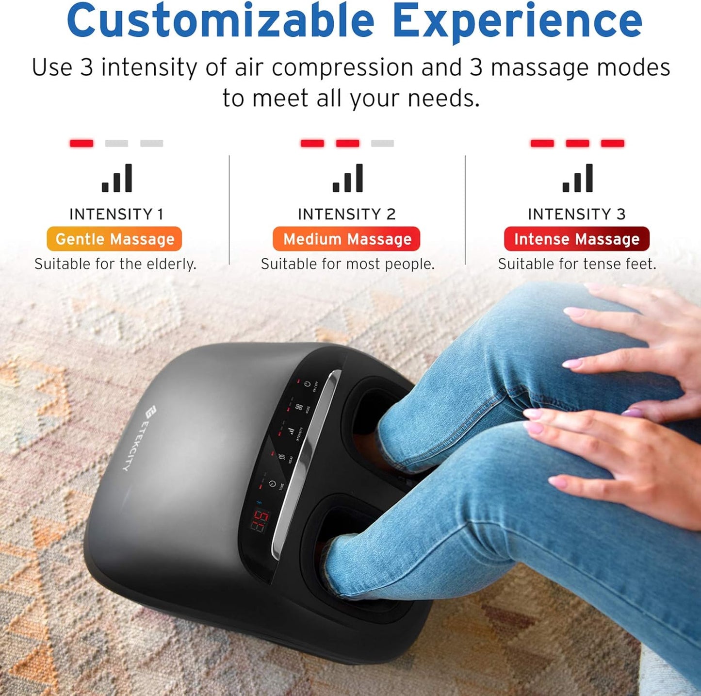 ETEKCITY Smart Foot Massager Machine Shiatsu Deep Kneading & Multi Air Compression - EMSF3