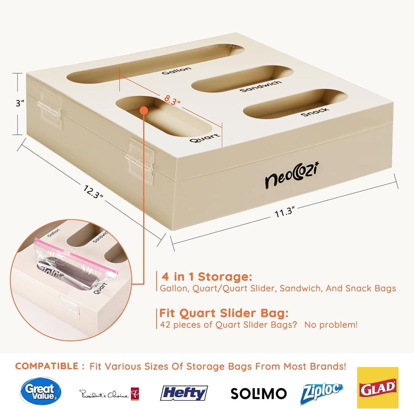 NEOCOZI 4 IN 1 Food Storage Bag Organizer