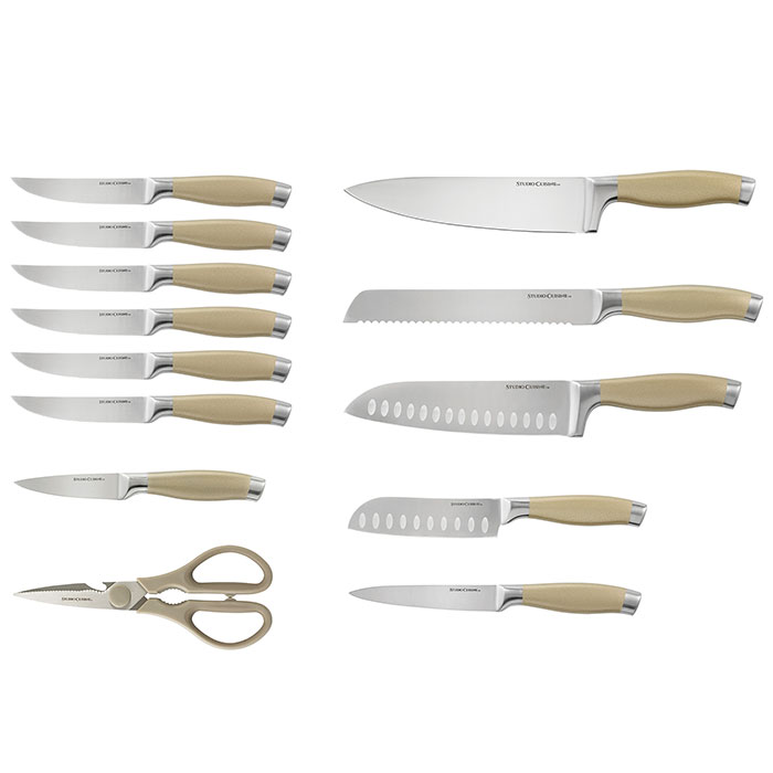 STUDIO CUISINE 14 Piece Stainless Steel Knife Block Set