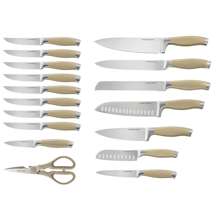 STUDIO CUISINE 18 Piece Stainless Steel Knife Block Set