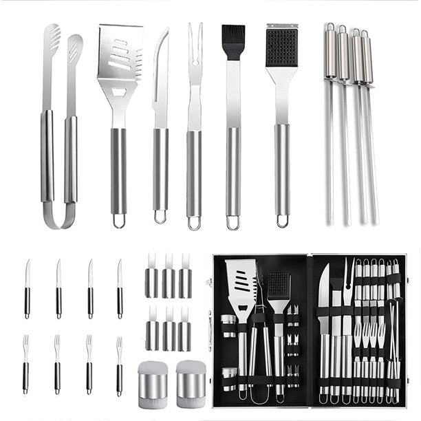 BBQ Tools Stainless Steel Barbecue Utensil Set with Storage Case 26PCS