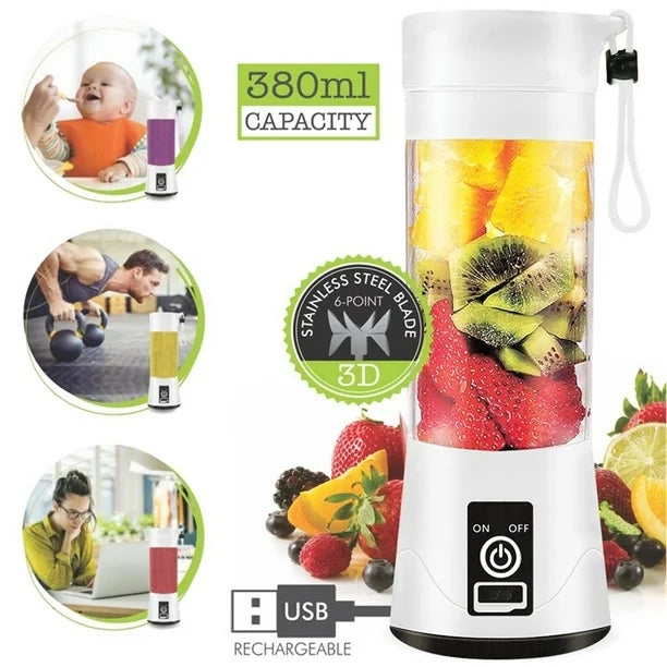 Hauz Portable Personal Blender, 380 mL Capacity, USB Reachargeable - White