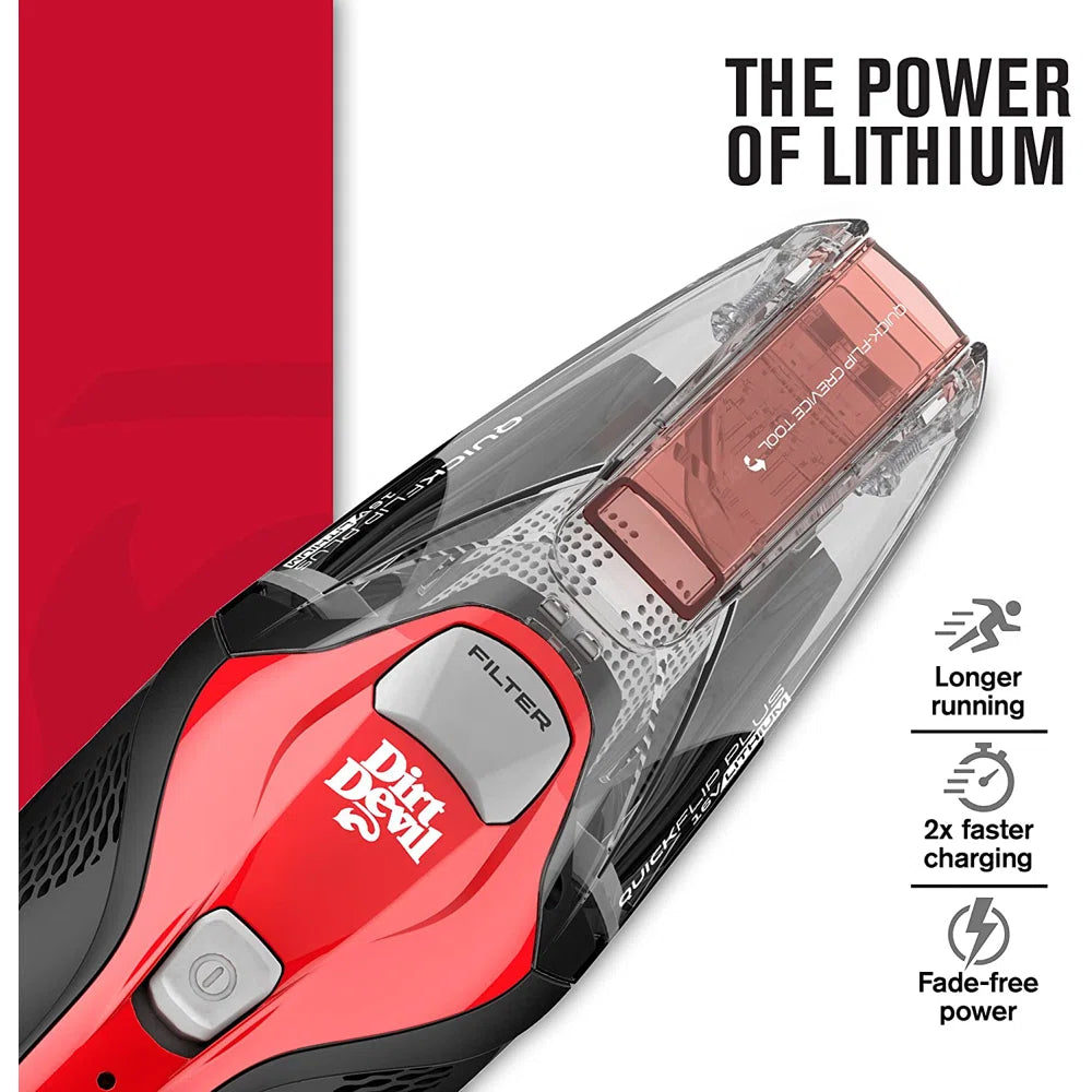 Dirt Devil Quick Flip Cordless 16V Lithium Ion Bagless Handheld Vacuum Cleaner Factory serviced with SpoonTag warranty