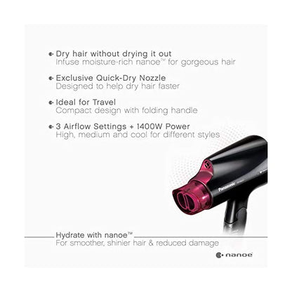 PANASONIC Nanoe Compact Travel Hair Dryer - Refurbished with SpoonTag warranty - EH-NA27