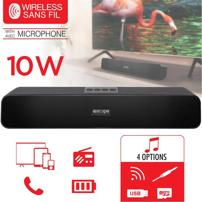 ESCAPE Wireless Stereo Soundbar with FM Radio 10 Watts