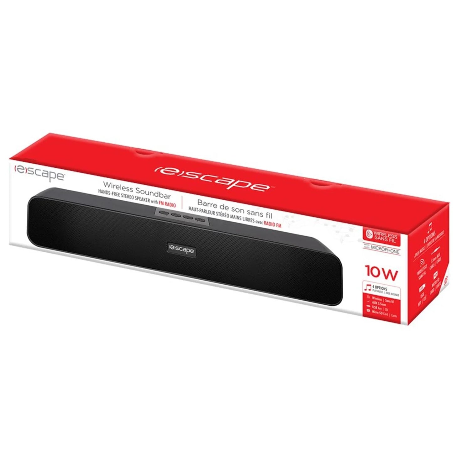 ESCAPE Wireless Stereo Soundbar with FM Radio 10 Watts