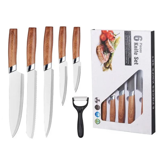 HENVO 6 Pcs Corrugated Kitchen Knife Set