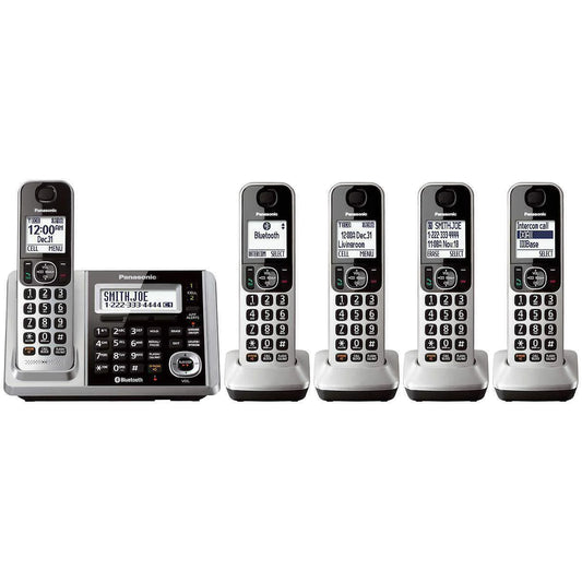 PANASONIC 5 Handset Digital Cordless Phone with Answering Machine and Link2Cell - Refurbished with SpoonTag warranty - KXTG175C