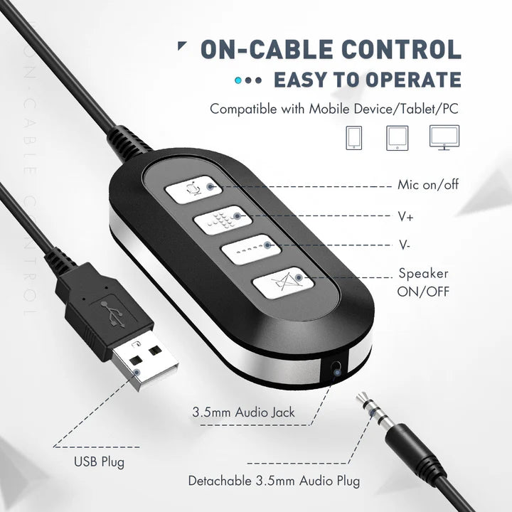 MPOW 3.5mm& USB Headset with Microphone