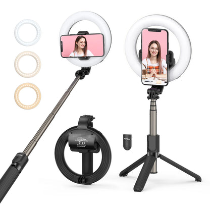 MPOW LED Ring Light with Selfie Tripod Stand & Phone Holder