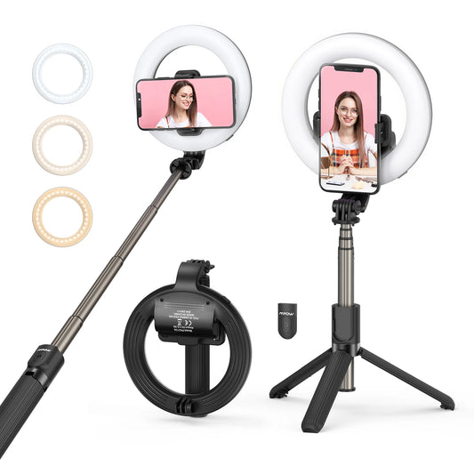 MPOW LED Ring Light with Selfie Tripod Stand & Phone Holder