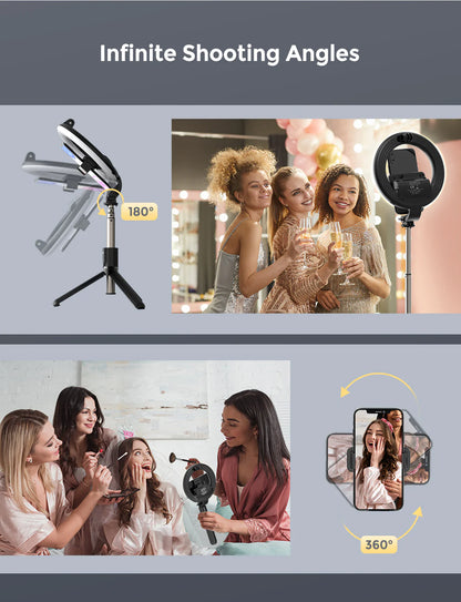 MPOW LED Ring Light with Selfie Tripod Stand & Phone Holder