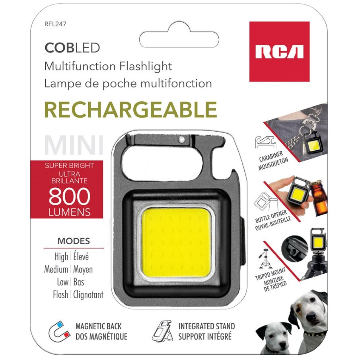 RCA Rechargeable Multifunctional Mini COB Flashlight 800 Lumens - RFL247