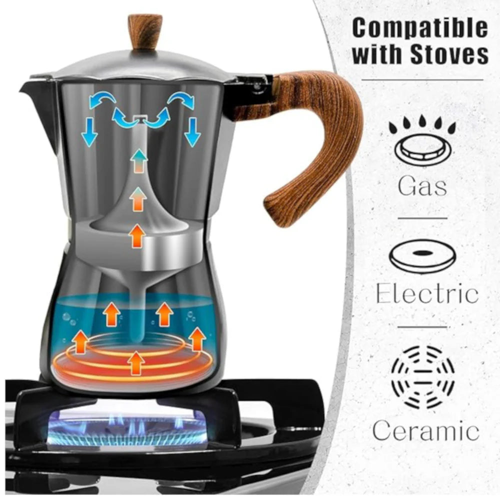 CAFFETTIERA Stovetop 6 Cup Espresso Coffee Maker