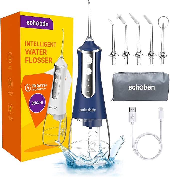 SCHOBEN Cordless Water Dental Flosser Dark Blue