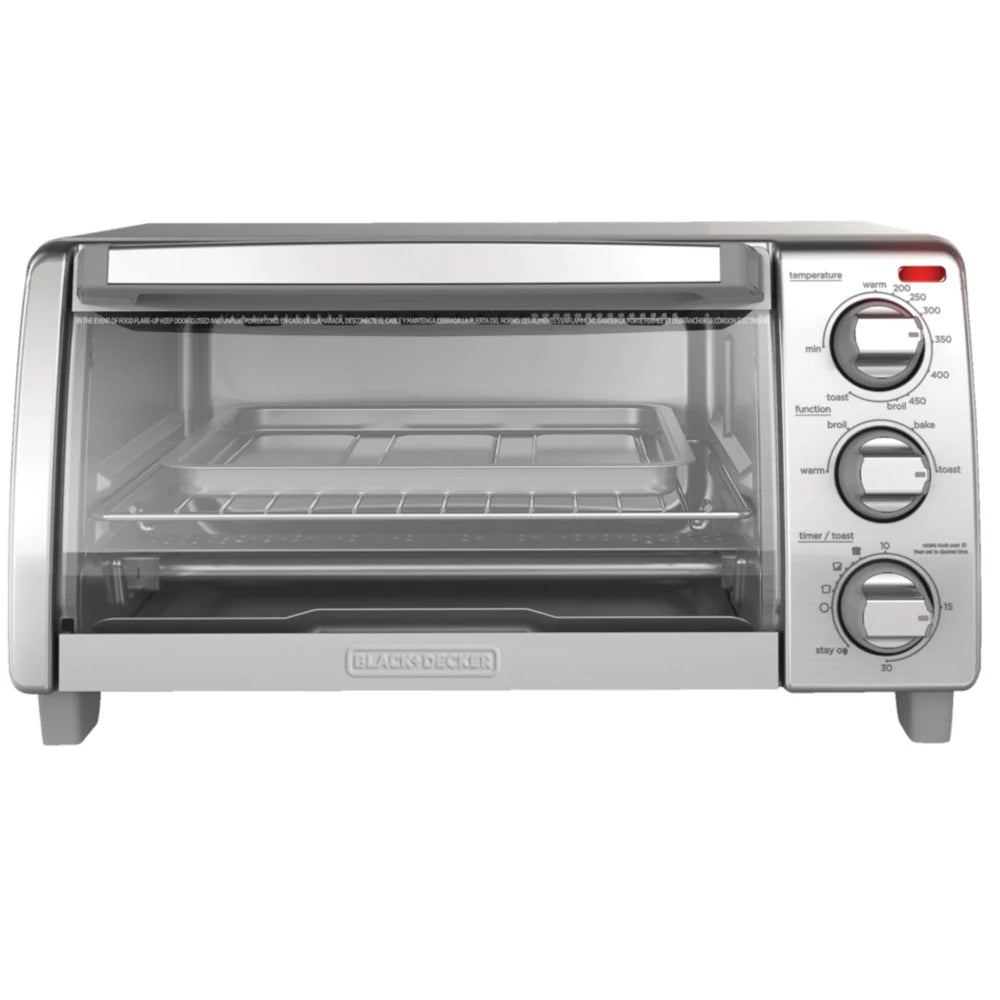 BLACK+DECKER 4-Slice Toaster Oven with Natural Convection - Factory Certified with Full Warranty