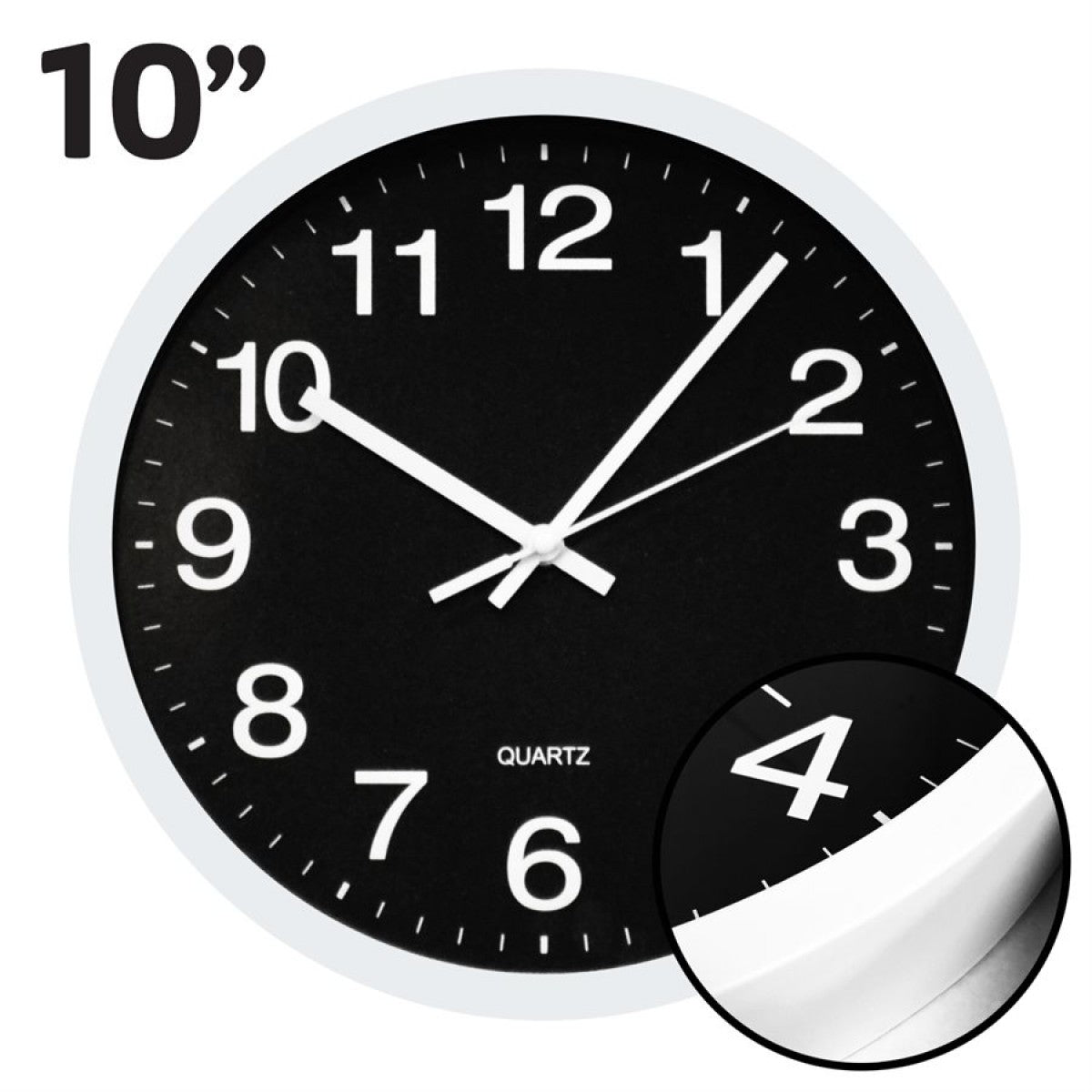 HAUZ Round 12 in. black wall clock whith white pointers and numbers