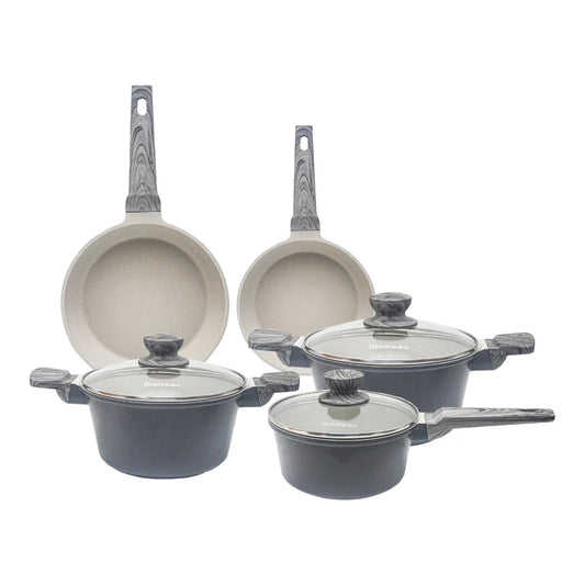 MOMCOC Granite Pots and Pans Set Nonstick 8 Pcs Induction Cookware Set