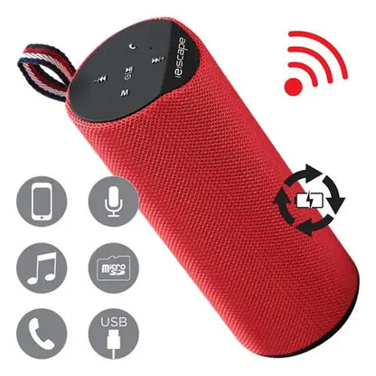 ESCAPE Wireless Fabric Speaker with FM Radio, Red