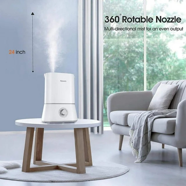 HOMECH Air Humidifiers for Bedroom, 4L Cool Mist Humidifiers for Large Room, 26dB Quiet Humidifiers for Baby