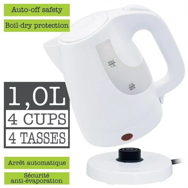 HAUZ Cordless Kettle 1 Liters, 1000 Watts - White