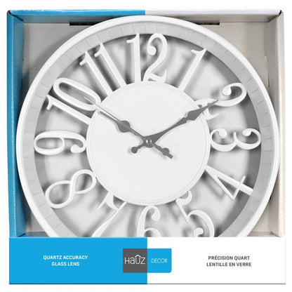 HAUZ Round 12 in. Wall Clock With Big Numbers